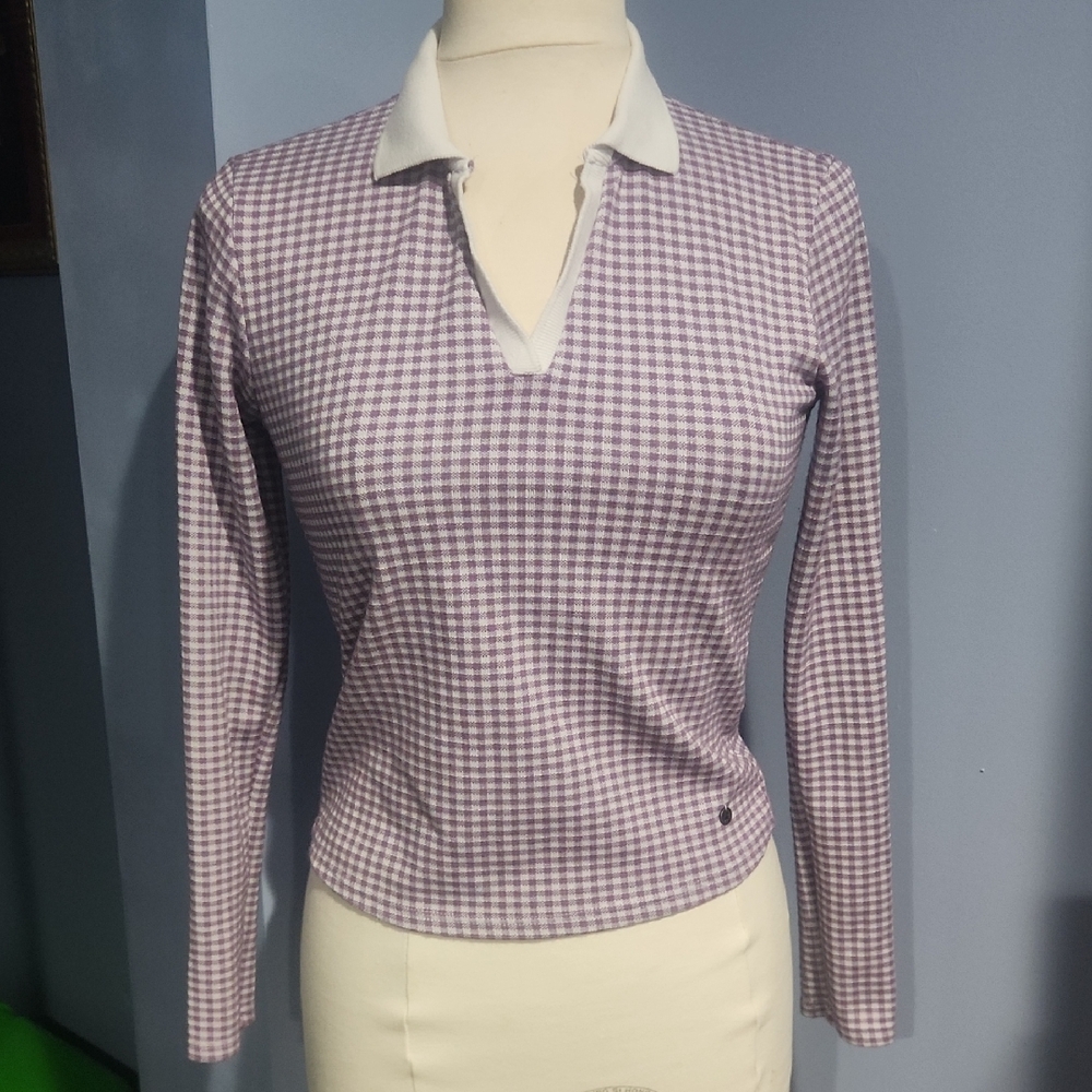 Cuidado Con El Perro checkerboard long sleeve polo Size Medium